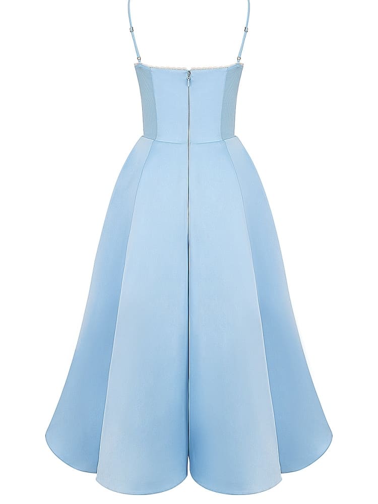 Vestido midi de tul azul Cenicienta - Silueta etérea y elegante