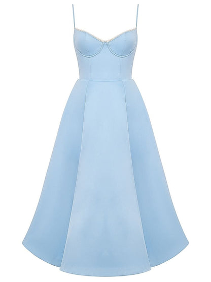 Vestido midi de tul azul Cenicienta - Silueta etérea y elegante