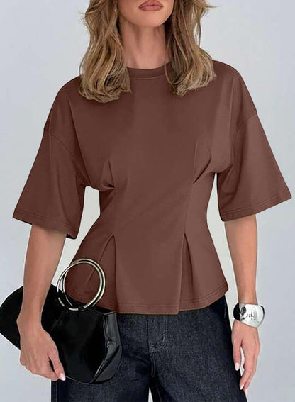 Camiseta tipo peplum con cintura ceñida y mangas 3/4 para uso casual en la oficina