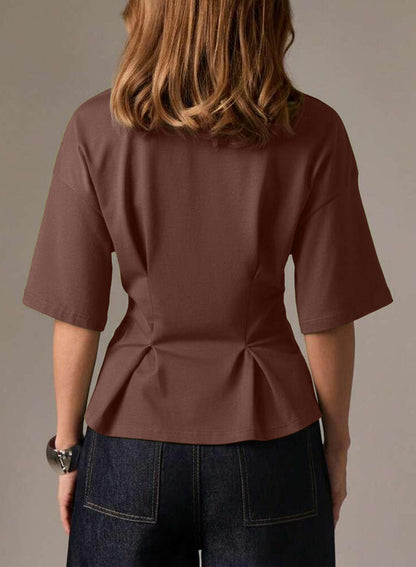 Camiseta tipo peplum con cintura ceñida y mangas 3/4 para uso casual en la oficina