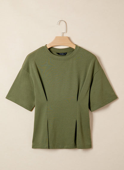 Camiseta tipo peplum con cintura ceñida y mangas 3/4 para uso casual en la oficina