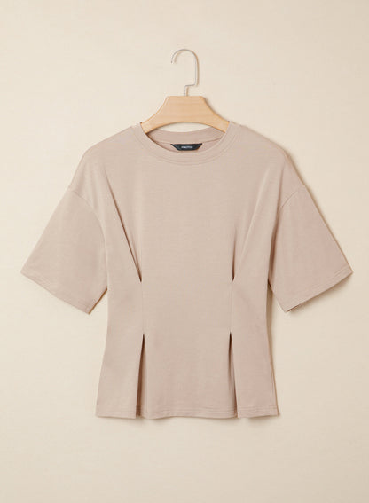 Camiseta tipo peplum con cintura ceñida y mangas 3/4 para uso casual en la oficina