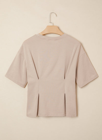 Camiseta tipo peplum con cintura ceñida y mangas 3/4 para uso casual en la oficina