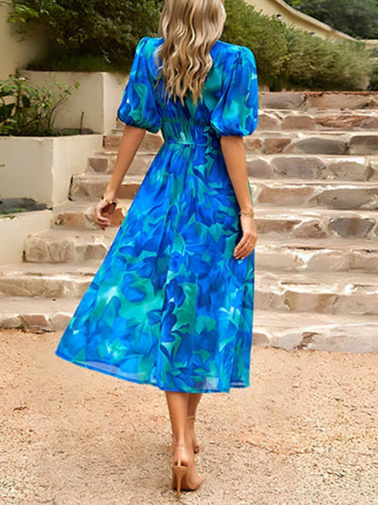 Vestido midi estampado chic y elegante