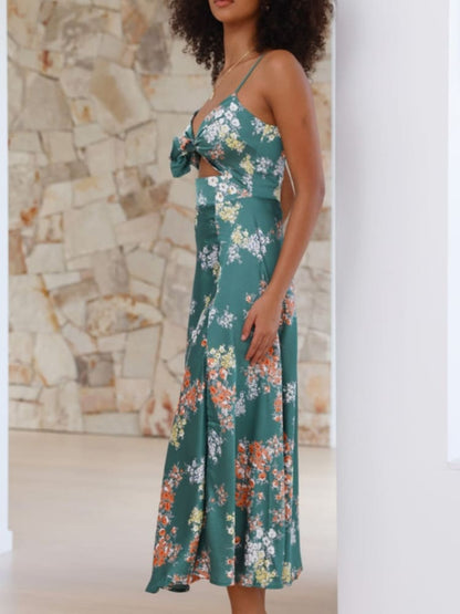 Vestido midi Dreamers en estampado floral verde - Estilo fluido y sin esfuerzo para cualquier ocasión