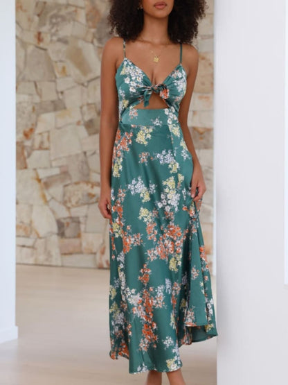 Vestido midi Dreamers en estampado floral verde - Estilo fluido y sin esfuerzo para cualquier ocasión