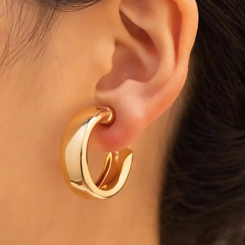Aros grandes dorados, geométricos coreanos, de metal, para mujer, pendientes colgantes retro, joyería de moda
