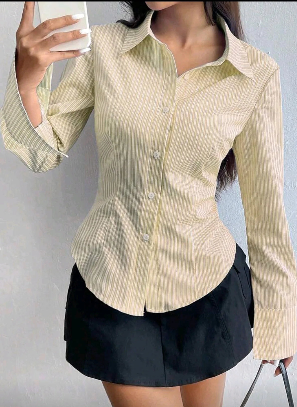 Top ajustado de rayas con cuello polo para mujer - Moda primavera/verano, estilo americano moderno