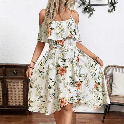Vestido midi de tirantes elegante con estampado floral para mujer