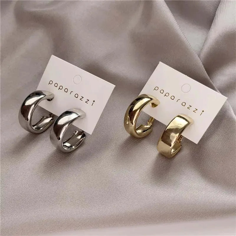 Aros grandes dorados, geométricos coreanos, de metal, para mujer, pendientes colgantes retro, joyería de moda