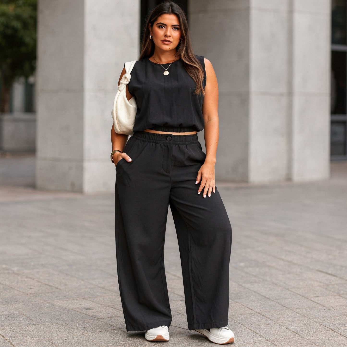 Conjunto Casual de Verano | Top Sin Mangas y Pantalón Ancho con Bolsillos