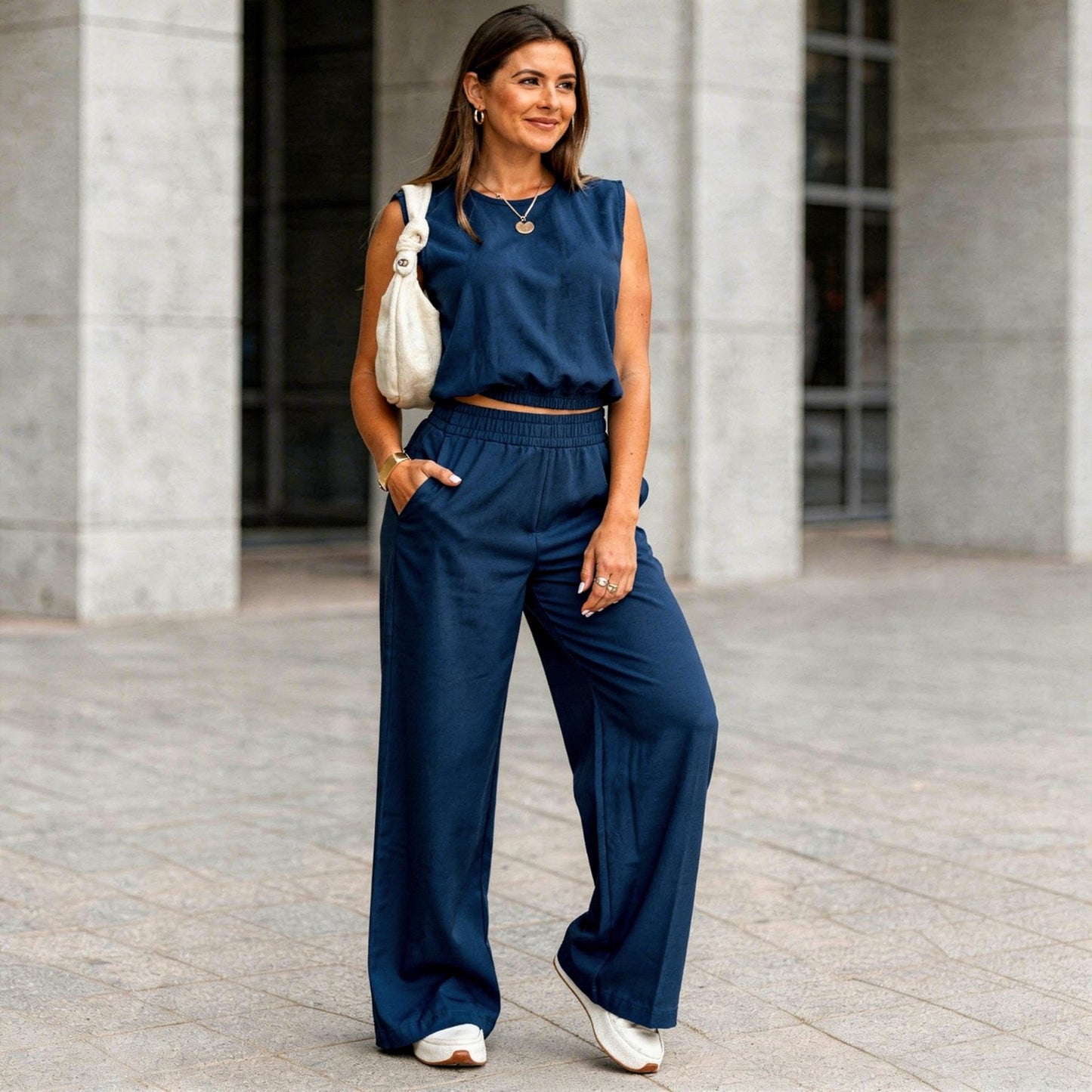Conjunto Casual de Verano | Top Sin Mangas y Pantalón Ancho con Bolsillos