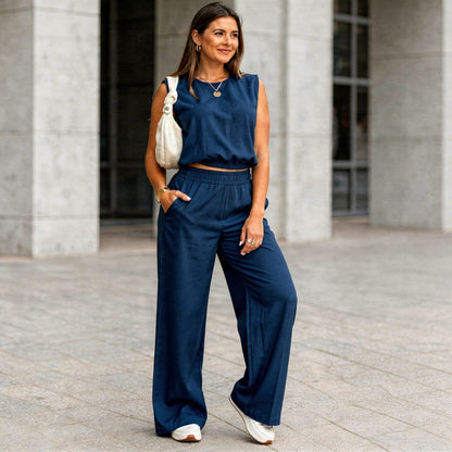 Conjunto Casual de Verano | Top Sin Mangas y Pantalón Ancho con Bolsillos