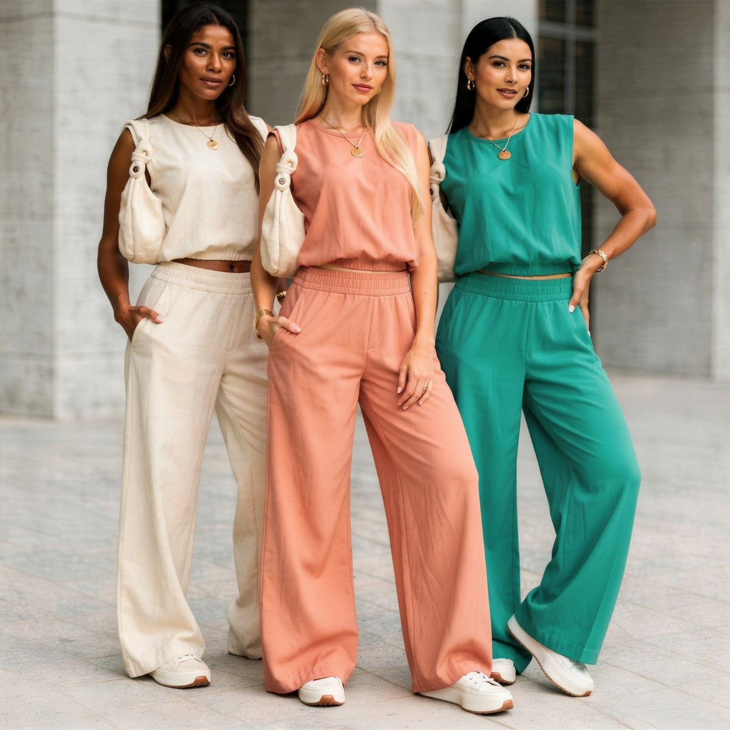 Conjunto Casual de Verano | Top Sin Mangas y Pantalón Ancho con Bolsillos