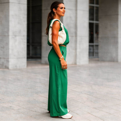 Conjunto Casual de Verano | Top Sin Mangas y Pantalón Ancho con Bolsillos