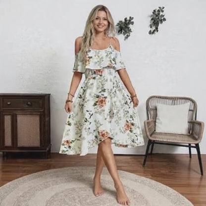 Vestido midi de tirantes elegante con estampado floral para mujer