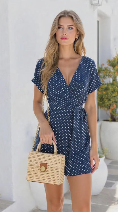 Vestido de lunares con escote V