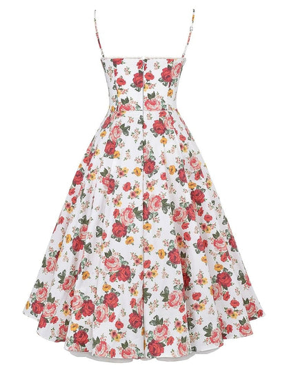Vestido midi de tul con estampado de rosas italiano romántico