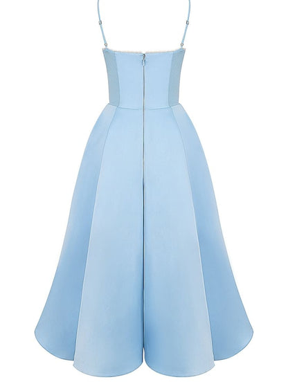 Vestido midi de tul azul Cenicienta - Silueta etérea y elegante