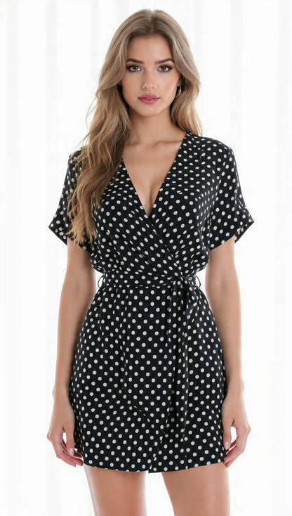 Vestido de lunares con escote V